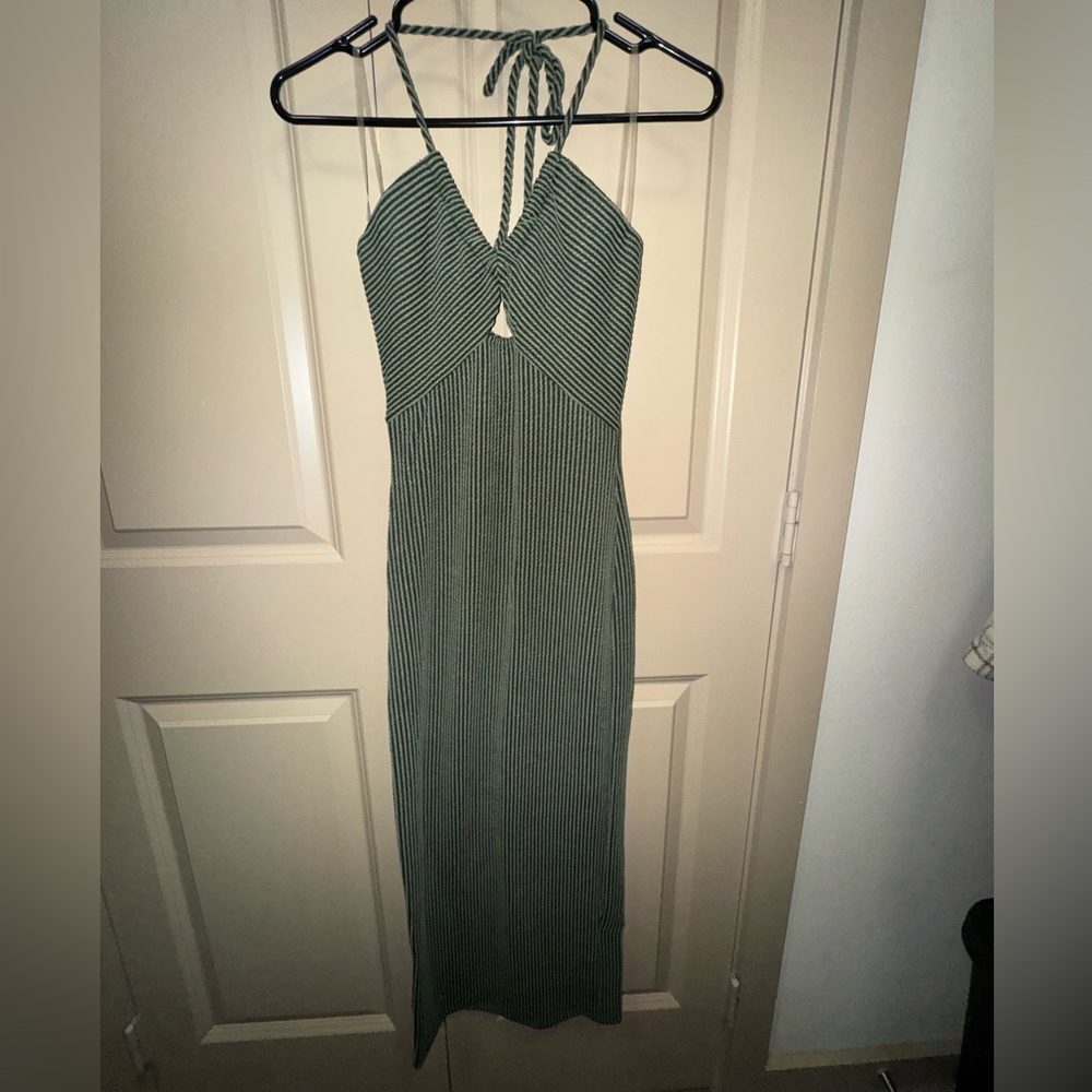 Striped Green Halter Dress